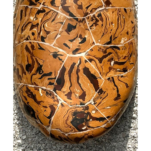 Late 20th Century Vintage Boho Artisanal Pigmented Plaster Scagliola Turtle Shell For Sale - Image 5 of 8