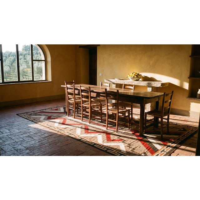 1930s Camel Field Antique Native American Tribal Geometric Flat Weave Kilim Rug For Sale - Image 11 of 13