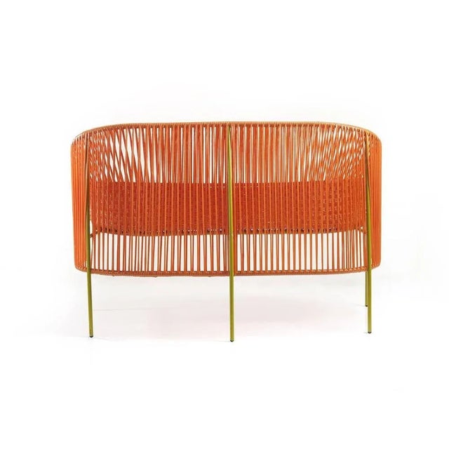 Contemporary Orange Caribe 2 Seater Bench by Sebastian Herkner For Sale - Image 3 of 9