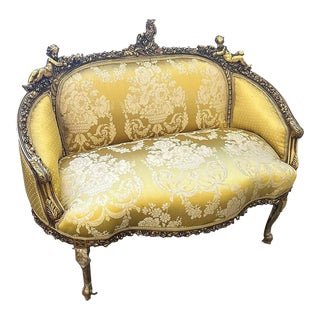 French Style Golden Settee For Sale