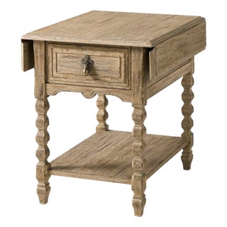 Rustic Farmhouse Dropleaf Side Table For Sale