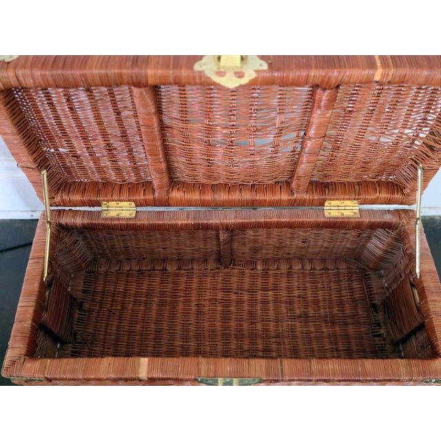 Wood Vintage Wicker and Rattan Storage Chest Set of Three For Sale - Image 7 of 8
