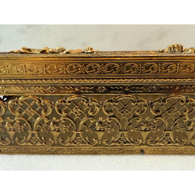 Vintage Hollywood Regency Gold Filigree Tissue Box Cover For Sale - Image 10 of 12