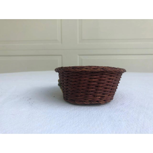 1970s Wicker Catchall With Sunflower Relief For Sale - Image 4 of 6
