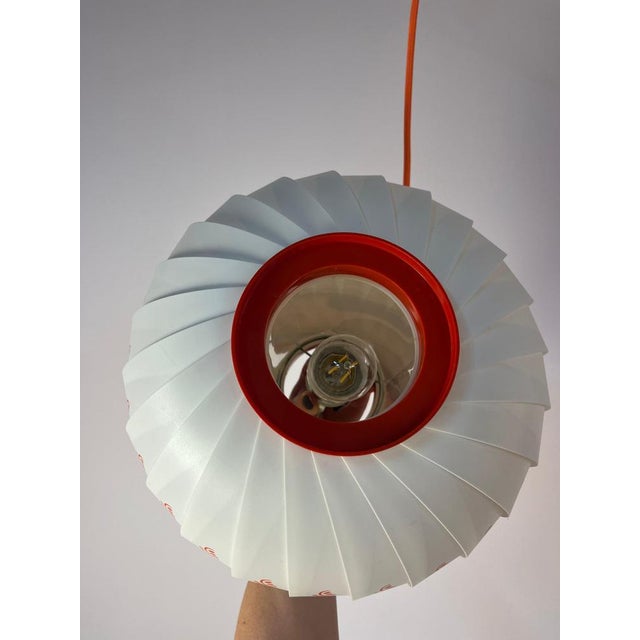 Plastic Pendant Lamp with Red Floral Details by Lars Schiøler For Sale - Image 7 of 11