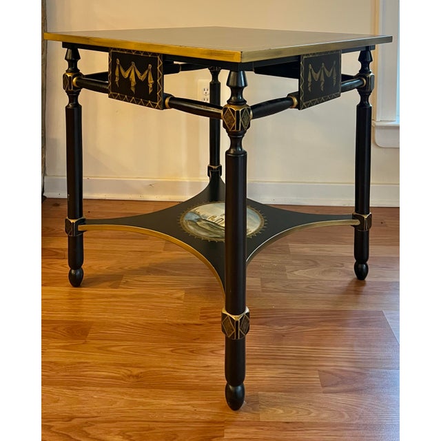 Wood Italian Hand Painted Ebonized Side Table For Sale - Image 7 of 9
