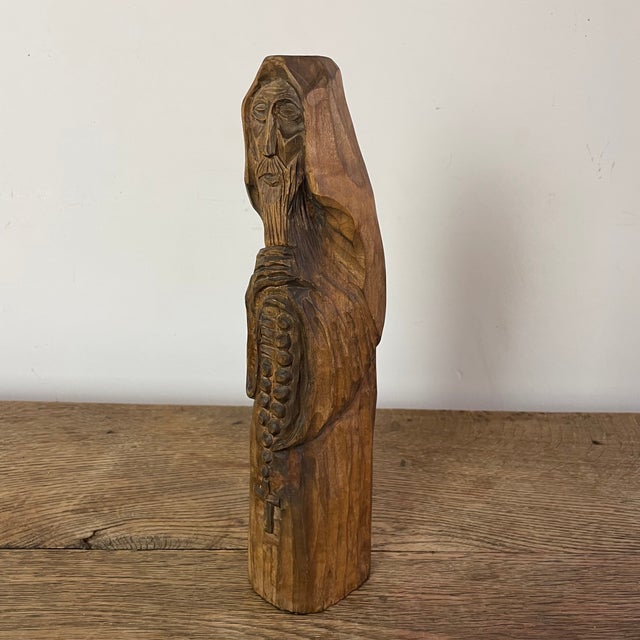 Wood Folk Art Naïve Sculpture in Carved Wood, 1800s For Sale - Image 7 of 8