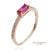 Metal 14k 585 Solid Rose Gold Pink Baguette Cut Stone and Natural Diamond Ring, Size 6 For Sale - Image 7 of 12