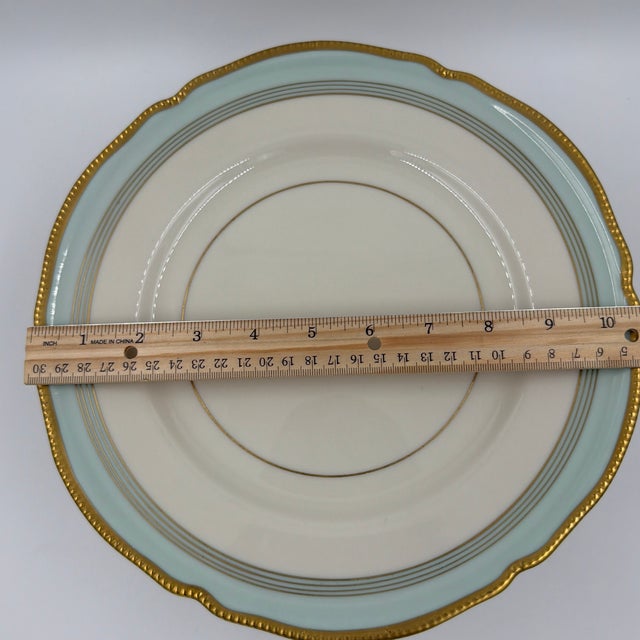 Aqua Mid 20th Century 10 Castleton China "Tremont" Pattern Dinner Plates Light Aqua Turquoise For Sale - Image 8 of 8