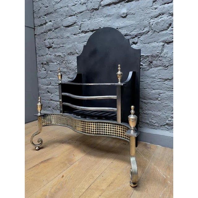 20th Century Georgian Style Brass and Steel Fire Grate For Sale - Image 6 of 9