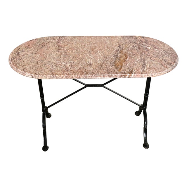 French 19th Century Bistro Table with Oblong Marble Top For Sale