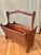 Rustic European Mid-Century Italian Walnut & Woven Cane Canterbury Magazine Holder For Sale - Image 3 of 10