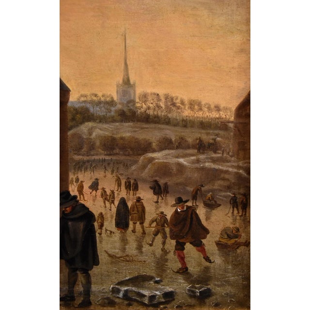 Workshop of Herman Saftleven Il Vecchio, Winter Landscape, Utrecht, 1700, Oil on Canvas For Sale - Image 10 of 16