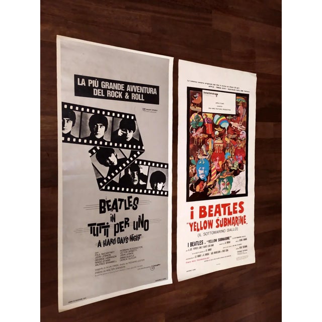 N.2 Beatles movie original posters ,1968 and 1982. Made in Italy. ''Yellow submarine'' is 1968. Measure: cm.33,5 x70. Very...