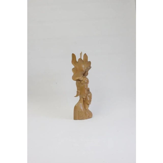 Balinese Art Deco Wooden Sculpture of a Couple, 1930s For Sale - Image 3 of 11