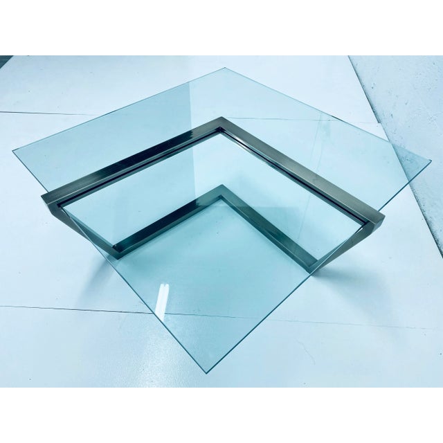 DIA - Design Institute America Design Institute of America Dia Glass and Brushed Chrome Coffee Table For Sale - Image 4 of 13