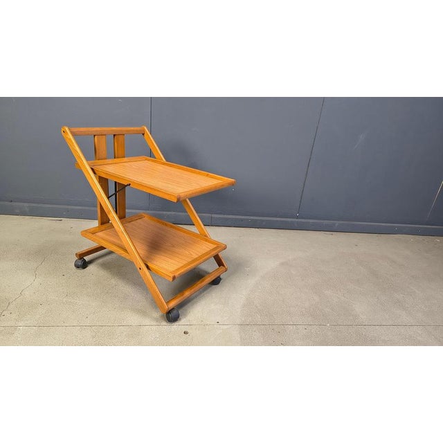 Vintage Italian Foldable Wooden Serving Cart, 1980s For Sale - Image 18 of 18