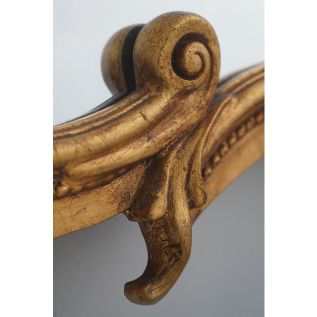 Glass Vintage Gold Leaf Frame Horizontal Over Mantle Mirror For Sale - Image 7 of 11