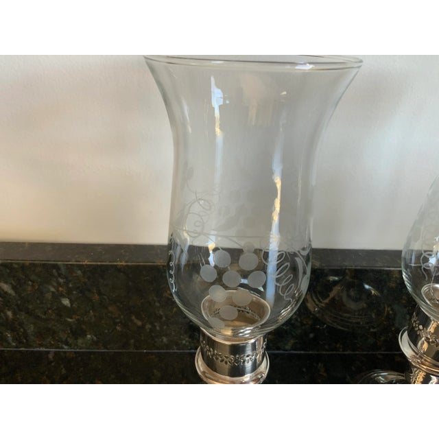 Hollywood Regency 1970s Gorham Silver Candlesticks With Glass Shades- a Pair For Sale - Image 3 of 12