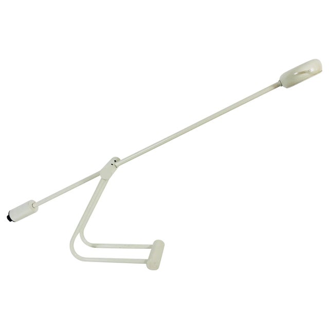1980s Italian Adjustable White Metal Table Lamp For Sale - Image 10 of 10