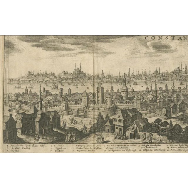Matthäus Merian the Elder, Constantinople Panorama, 1635, Engraving For Sale - Image 9 of 12