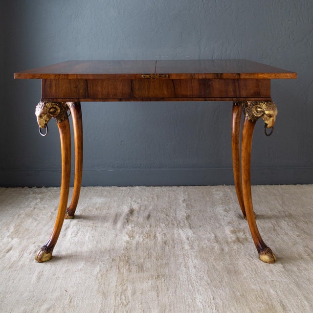 Giltwood Rams Head Hoofed Saber Leg Console Games Table For Sale - Image 6 of 18