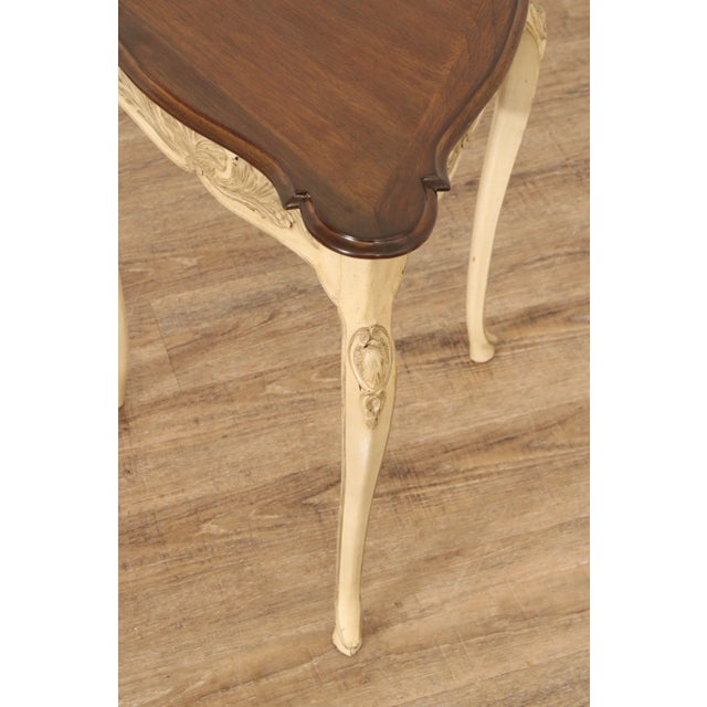 French Louis XV Style Carved and Painted Triangular Side Table For Sale - Image 10 of 12