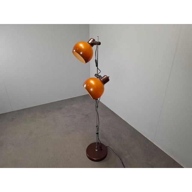 Mid-Century Hungarian Orange and Chrome Double Globe Floor Lamp, 1970s For Sale - Image 16 of 18