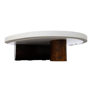 Large Isla Coffee Table, Burl Wood Base With Custom Fabricated Top For Sale