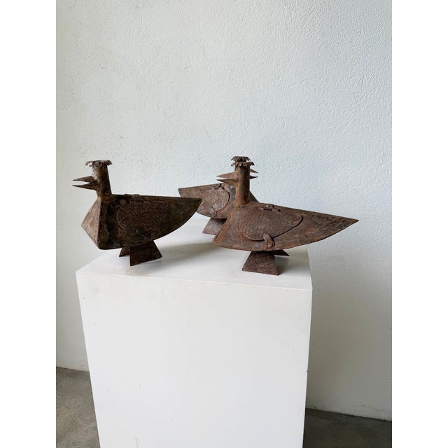 Brutalist Folk Art Bird Candlesticks, 1950s, Set of 3 For Sale - Image 15 of 18