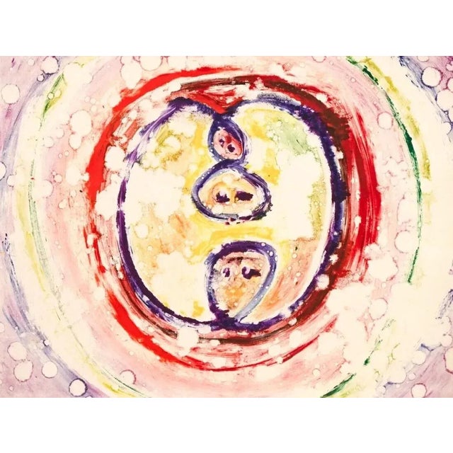 De Hirsh Margules Romanian-American 1899-1965, Abstract Colored Aquatint Etching Edition , numbered #2/2 Titled Mama and...