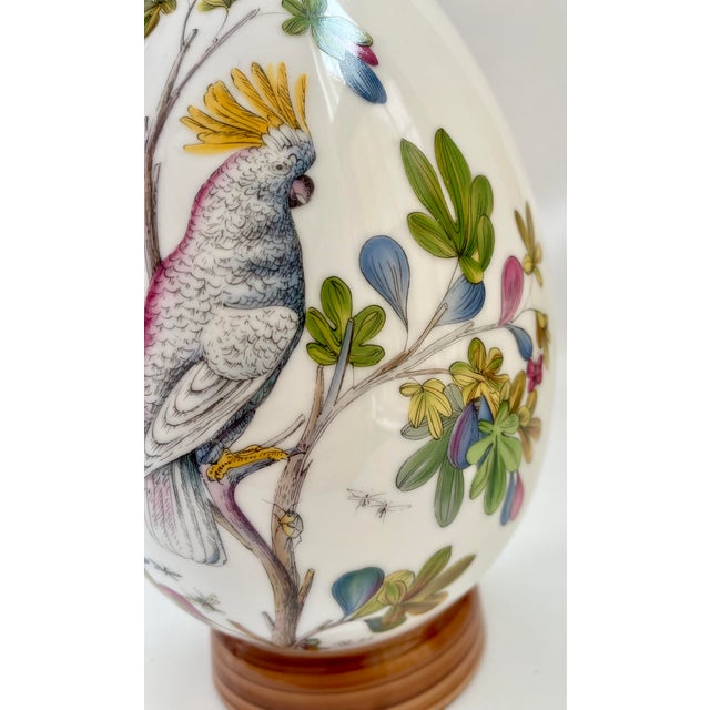 Vintage Porcelain Hand-Painted Floral & Exotic Parrot Vase For Sale In Boston - Image 6 of 8