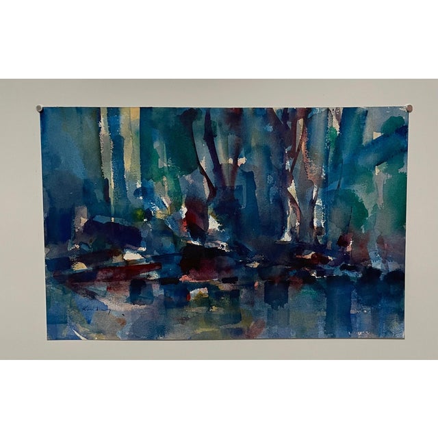 Abstract watercolor composition bearing the influence of the earlier color-block compositions of Paul Klee. Pawel August...