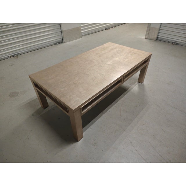 Contemporary Baker Luxe Style White Gold Leaf Cocktail Table For Sale - Image 10 of 10