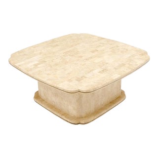 Mid-Century Modern Tessellated Stone Tiles Clove Shape Top Coffee Table For Sale