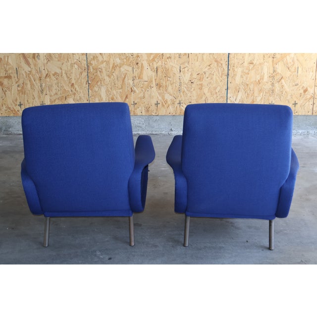 Pair of Early 1st Edition Lady Chairs by Marco Zanuso for Arflex in Raf Simmons Fabric, Italy, 1950s For Sale - Image 13 of 13