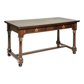French Empire Leather Top Mahogany Desk With Brass Accents - 19th C For Sale