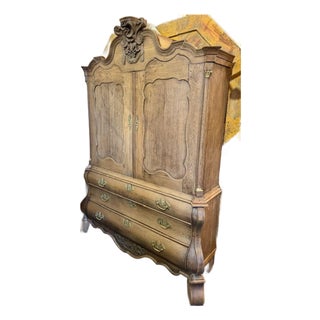 18th C. Dutch Bleached Oak Linen Press For Sale
