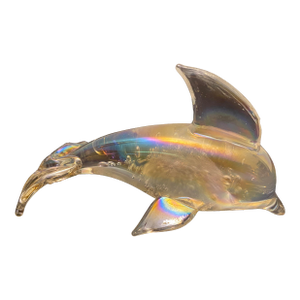 Vintage Carnival Glass Iridescent Dolphin Figurine
