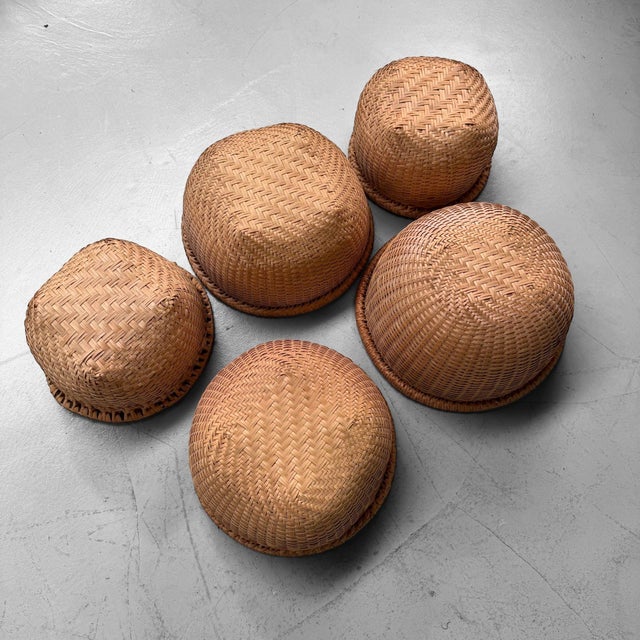 Wood Vintage Japanese Bamboo Baskets, 1980s, Set of 5 For Sale - Image 7 of 12