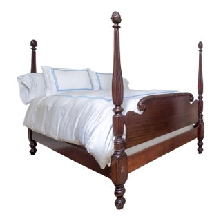 Antique 4-Poster Double Hand-Carved Bed From the Early 1900s For Sale
