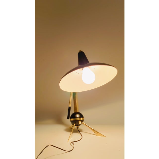 Black Brass and Black Metal Table Lamp by Gilardi & Barzaghi, Italy, 1950s For Sale - Image 8 of 11