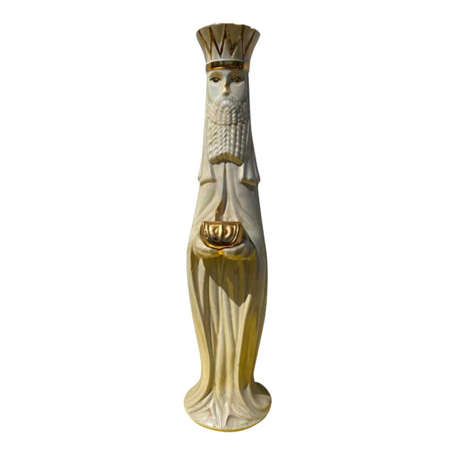 Opalescent Ceramic King Figure For Sale