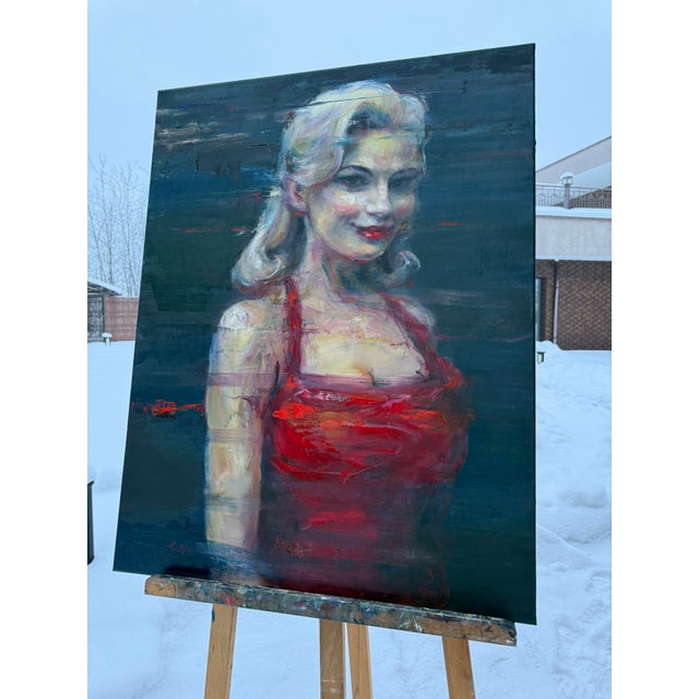 Liubou Sas “Lady Winter “ Original Modern Oil Painting For Sale - Image 10 of 10