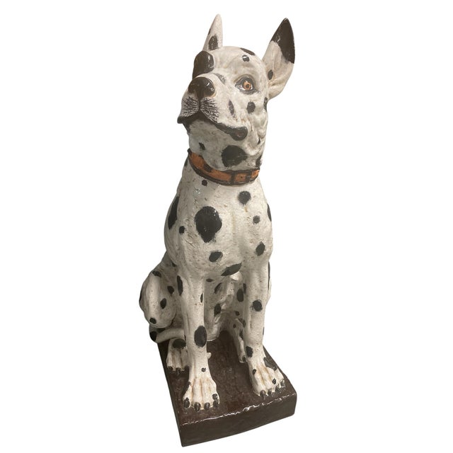 Italian Large-Scale 44” Italian Hand-Painted Ceramic Great Dane Statue For Sale - Image 3 of 12
