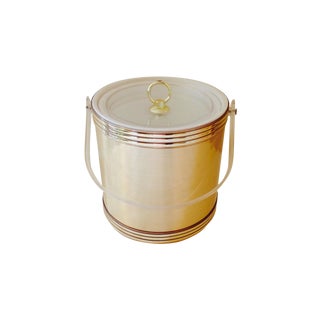 Vintage Brushed Brass & Lucite Ice Bucket For Sale