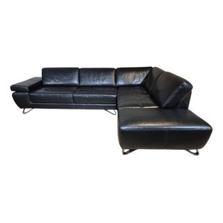 Ibiza Corner Sofa in Black Leather from Belform For Sale