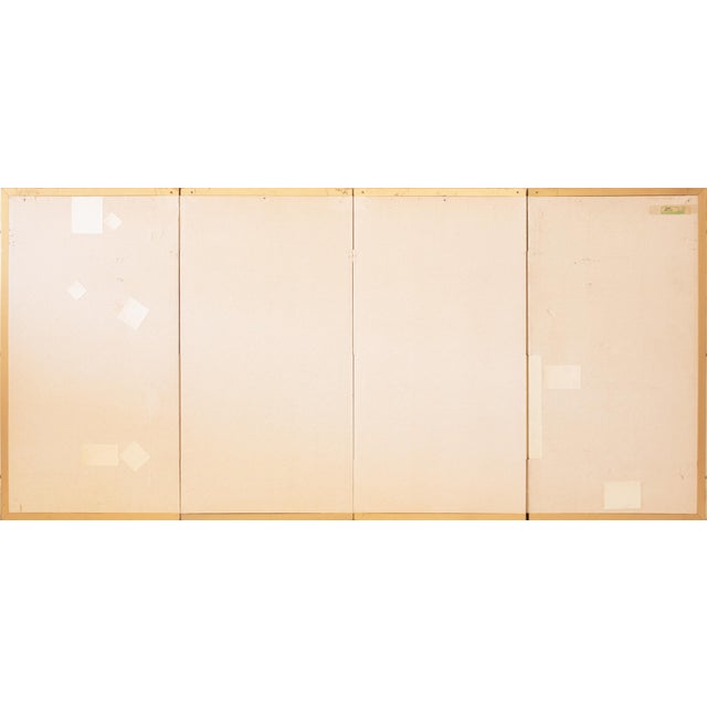 1970s Shōwa Era Japanese Byobu Screen, "At the Bank" For Sale - Image 16 of 17