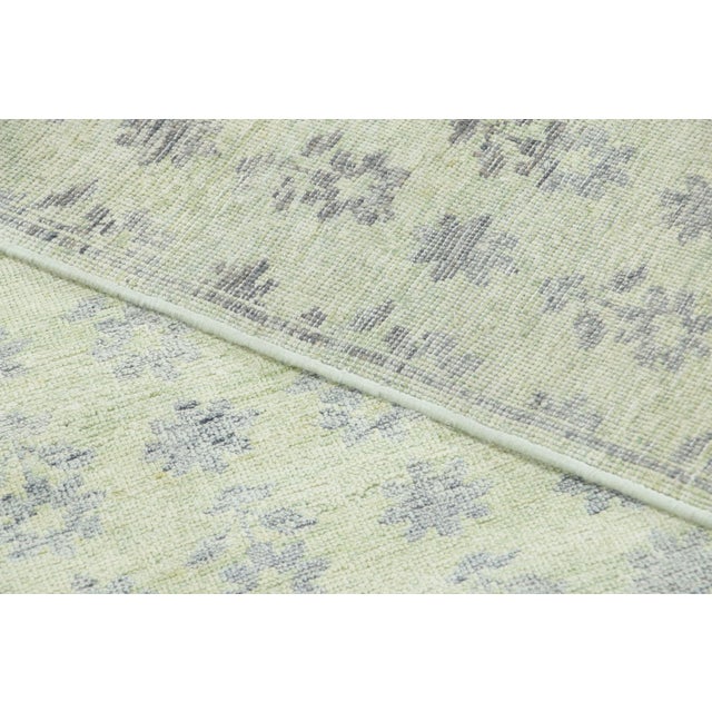 Textile Rug & Kilim’s Block Print Square Rug With Sage Green Field and Floral Patterns For Sale - Image 7 of 7