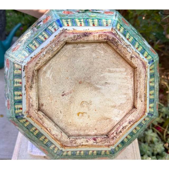 Antique Chinese Famille Verte Porcelain Jardiniere, Qing Dynasty, 18th Century For Sale - Image 9 of 12